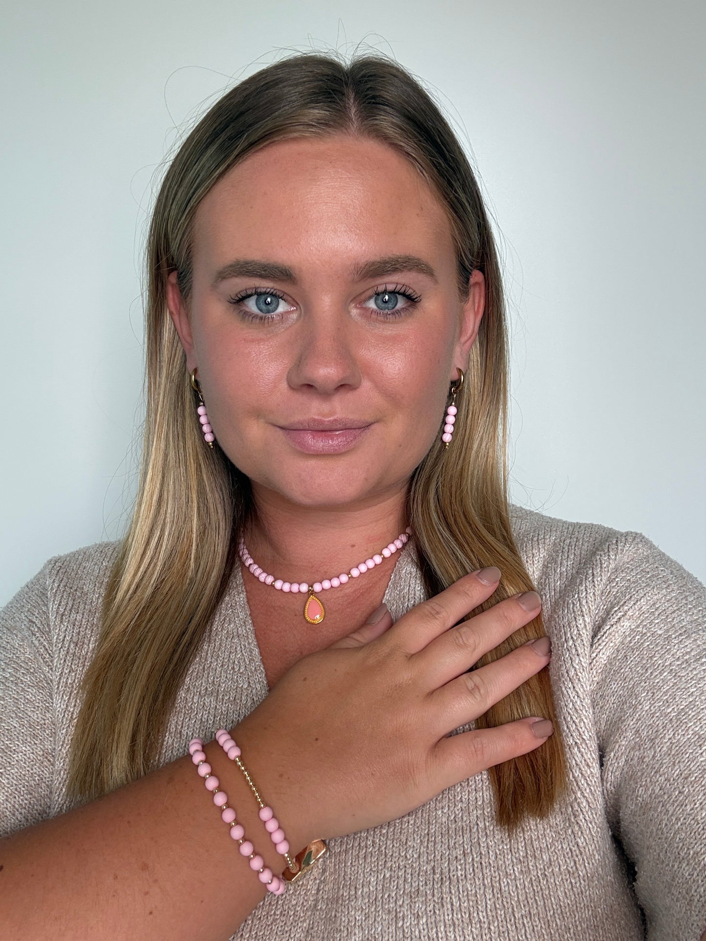 Roze kralen armband