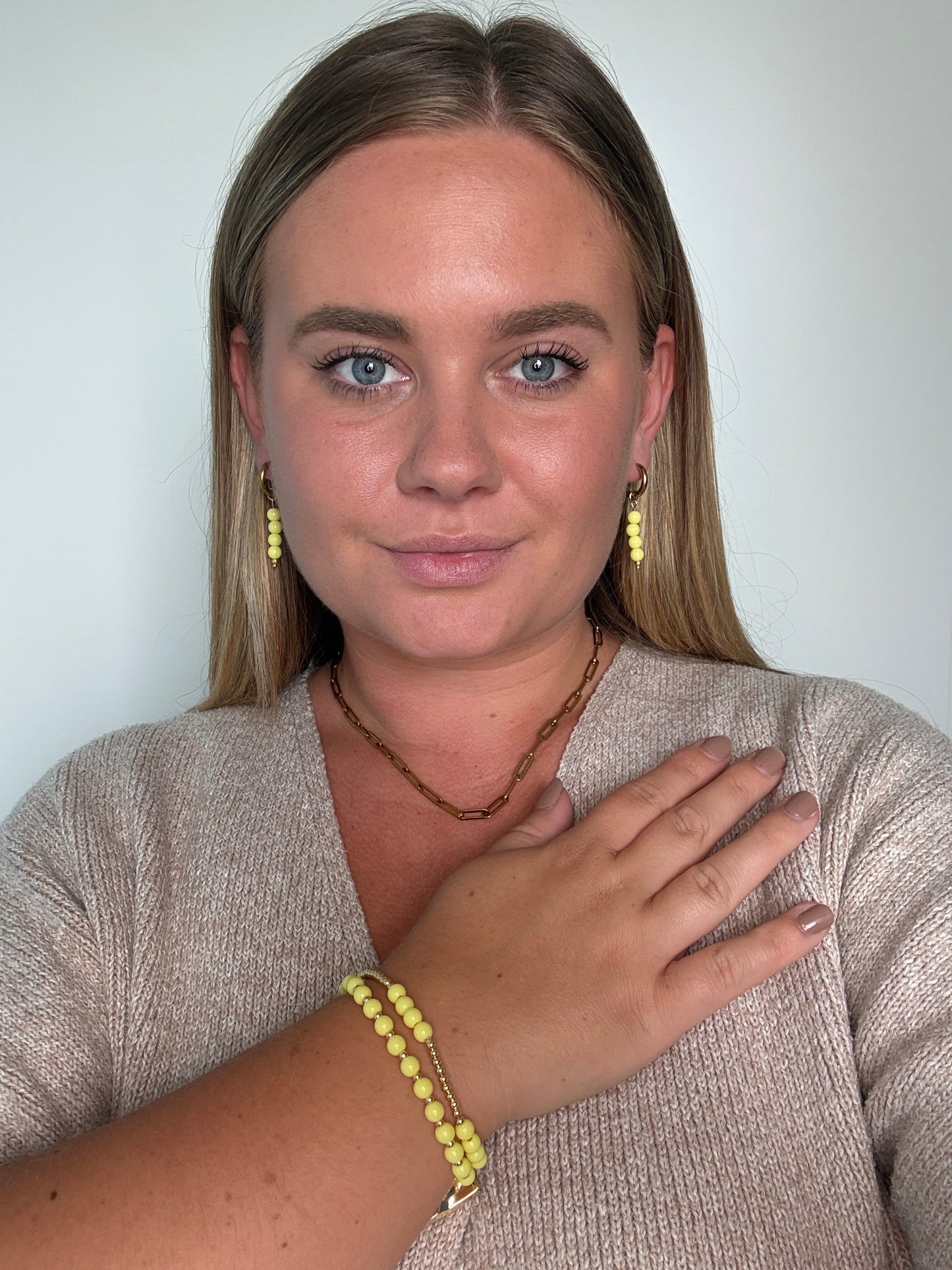 Gele kralen armband