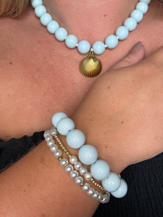 Isla ketting baby blauw met schelp