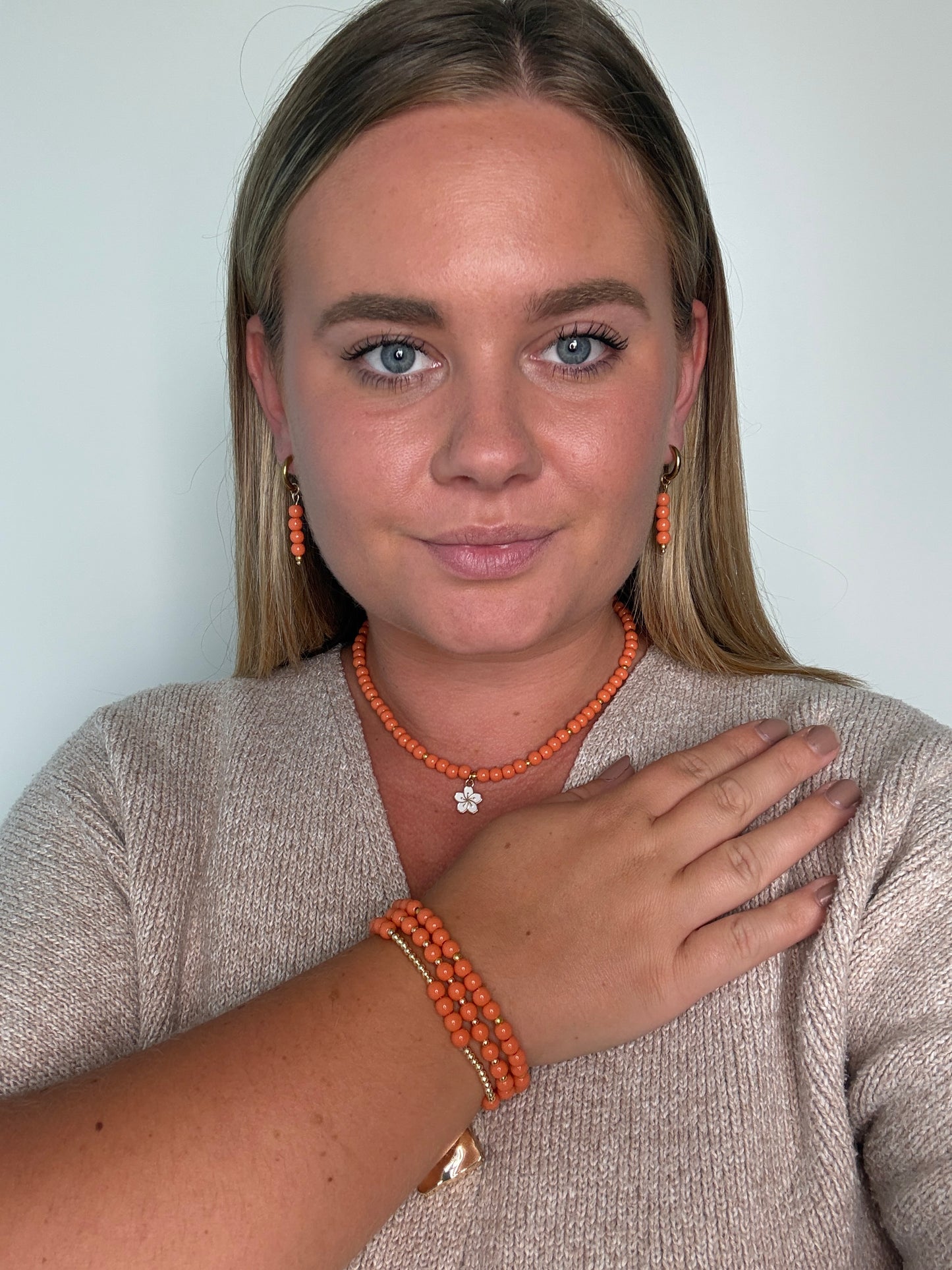 Oranje kralen armband